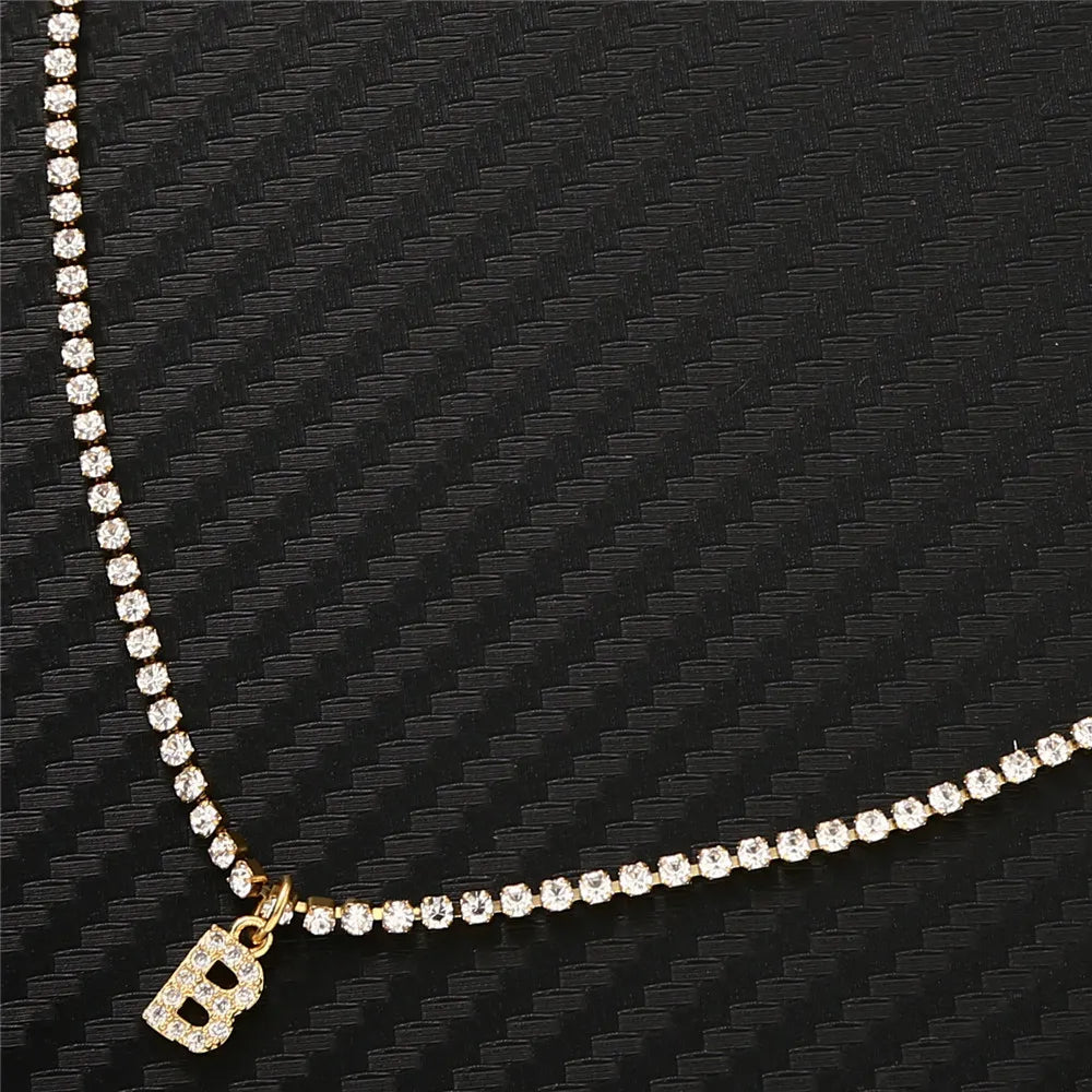 Crystal Letter Initial Necklace