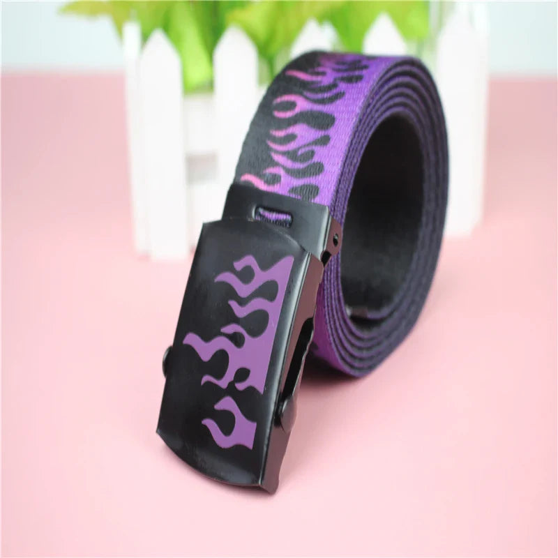 Flame print webbing belt