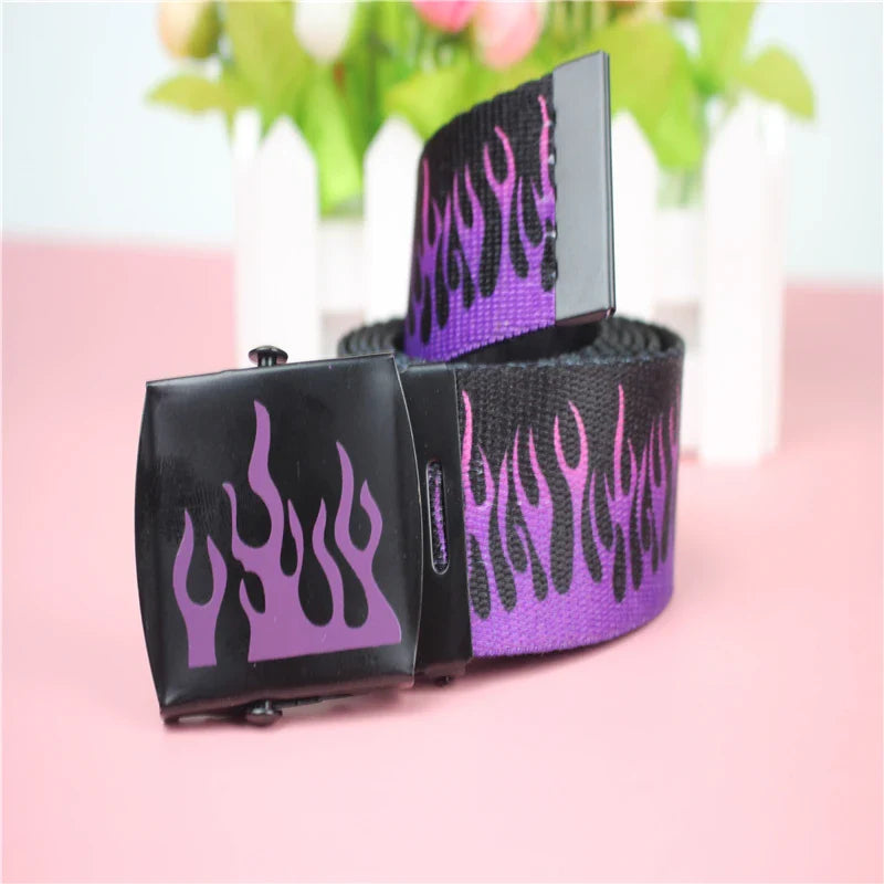 Flame print webbing belt