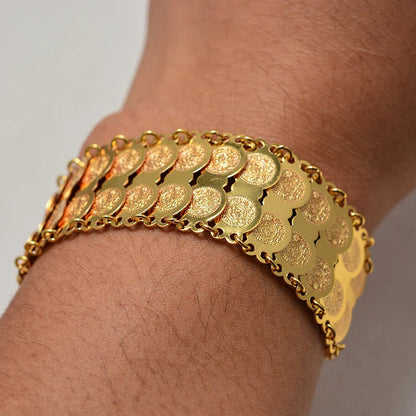Gold Coin Cuff Bracelet