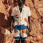 Hawaiian Lapel Print Beach Set