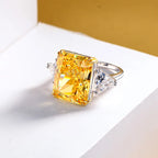 Sterling Silver Rectangle Zircon Ring