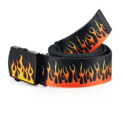 Flame print webbing belt