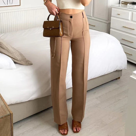 Ardm High Waisted Casual White Trousers Women Brown Stright Pants Office Lady Korean Style Women 2021 Pantalones De Mujer
