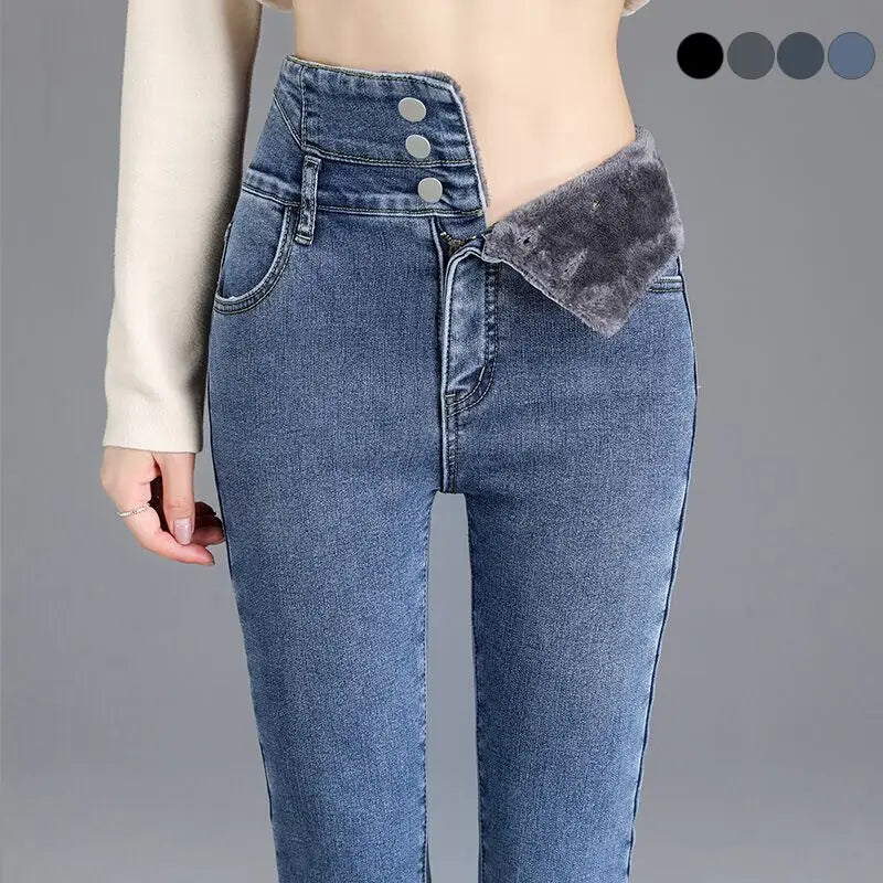 neverfunction Fleece-Lined Skinny Jeans