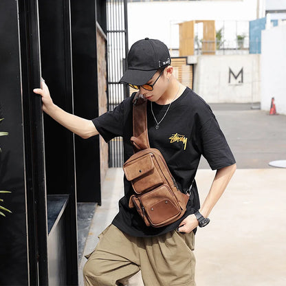 Men’s Leather Crossbody Chest Bag