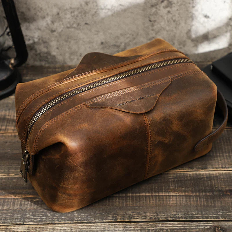 Men’s Leather Travel Toiletry Bag