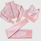 Polyester Patchwork Long Sleeve Two-Piece Yoga Set