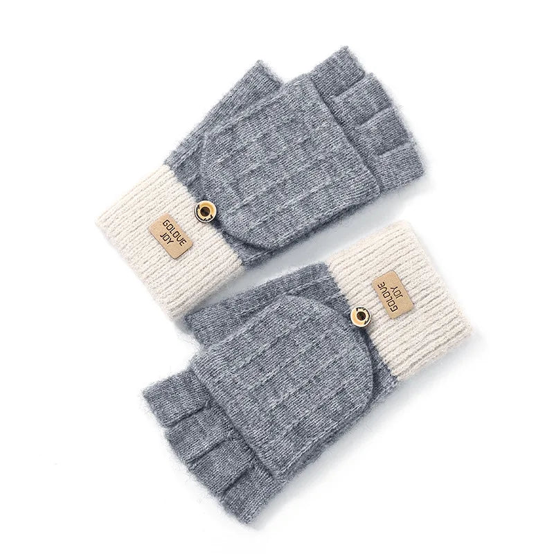 Women Half Finger Warm Gloves