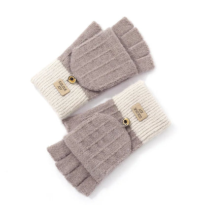 Women Half Finger Warm Gloves