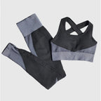 Polyester Patchwork Long Sleeve Two-Piece Yoga Set
