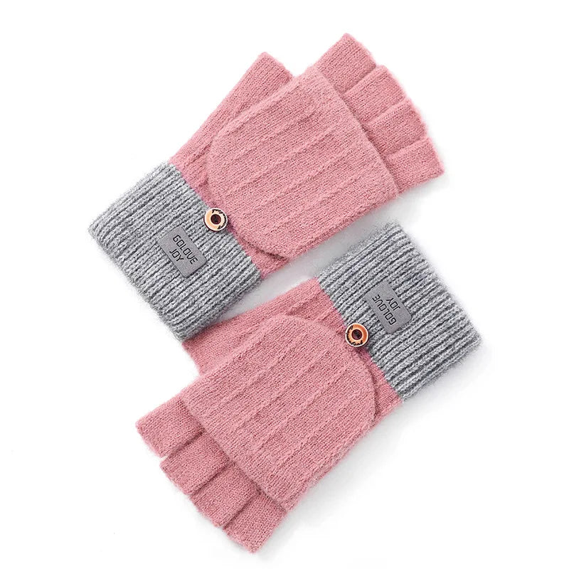 Women Half Finger Warm Gloves