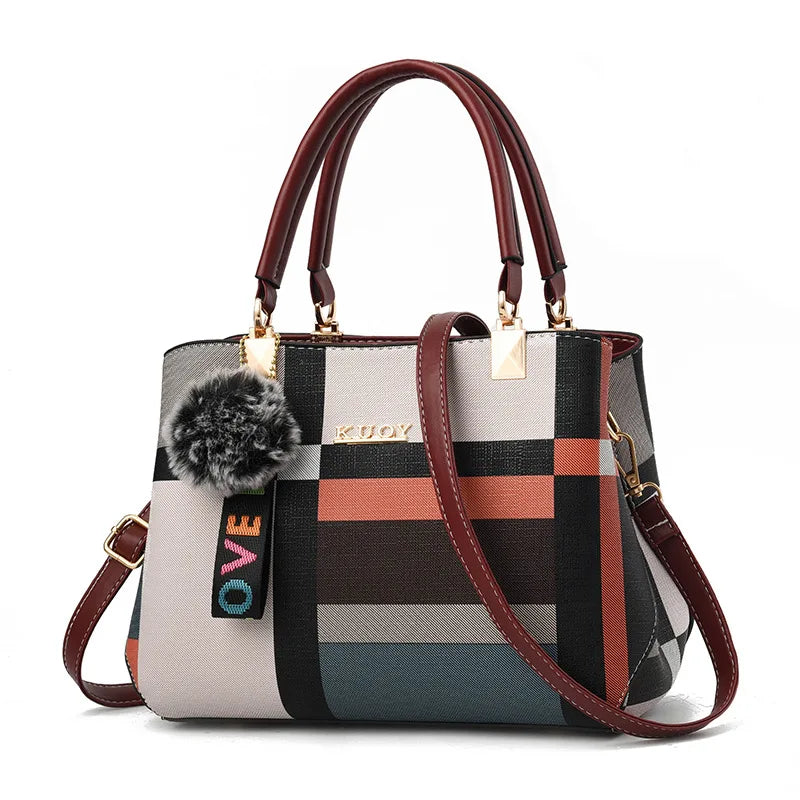 Plaid PU Leather Crossbody Handbag