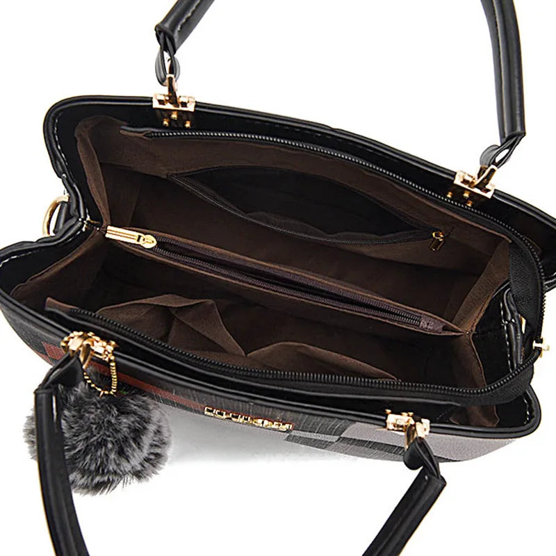 Plaid PU Leather Crossbody Handbag