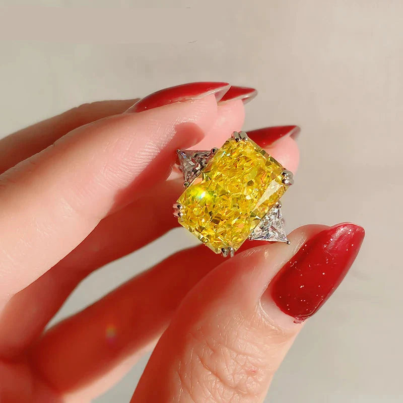 Sterling Silver Rectangle Zircon Ring