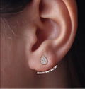 Geometric Zircon Silver Stud Earrings