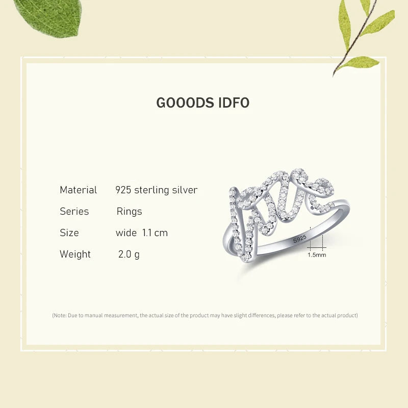 LOVE Zircon Silver Ring