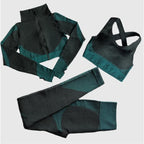 Polyester Patchwork Long Sleeve Two-Piece Yoga Set