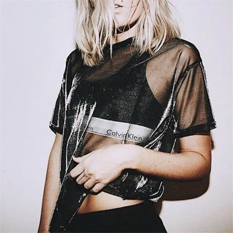 Sheer Mesh Short Sleeve Tee