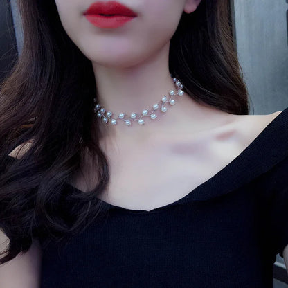 Korean Pearl Clavicle Necklace