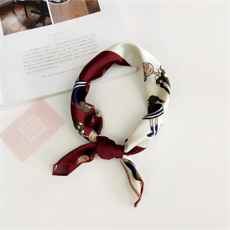 Animal Print Satin Square Scarf