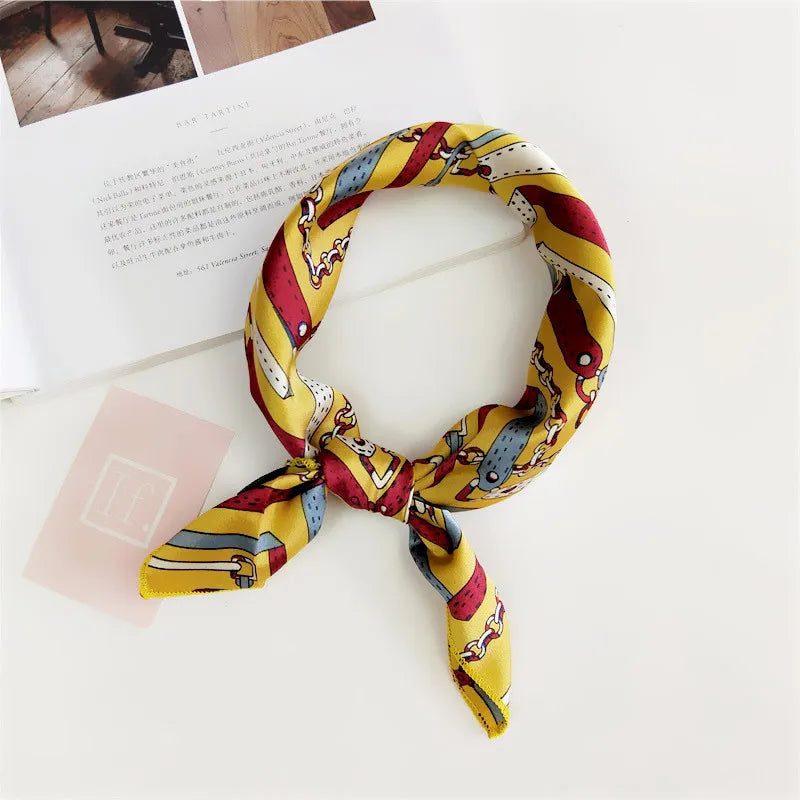 Animal Print Satin Square Scarf