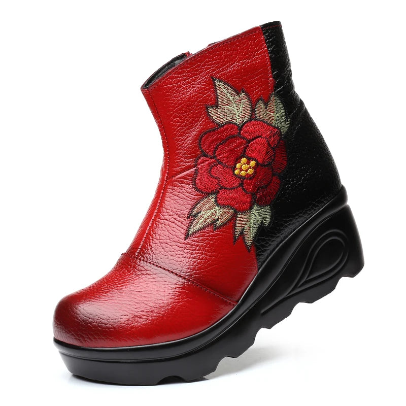 Embroidered Ankle Boots