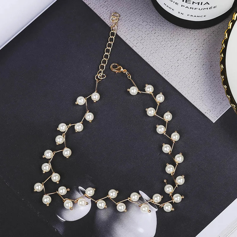 Korean Pearl Clavicle Necklace