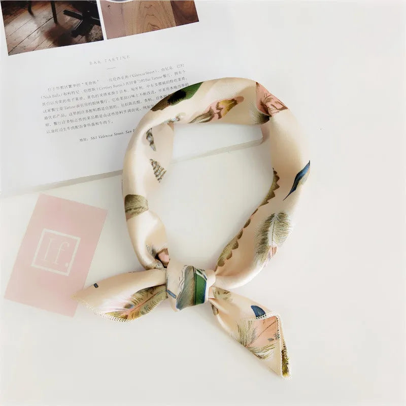 Animal Print Satin Square Scarf