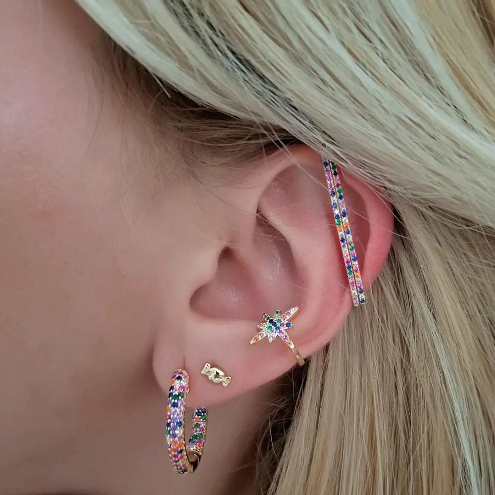 Crystal Geometric Clip Earrings