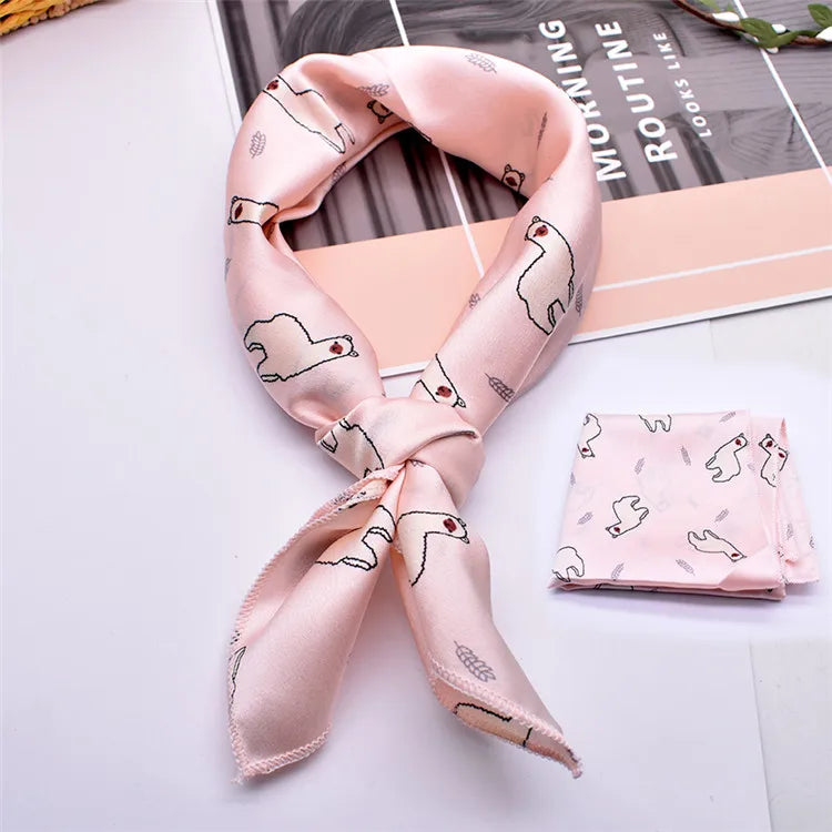 Animal Print Satin Square Scarf