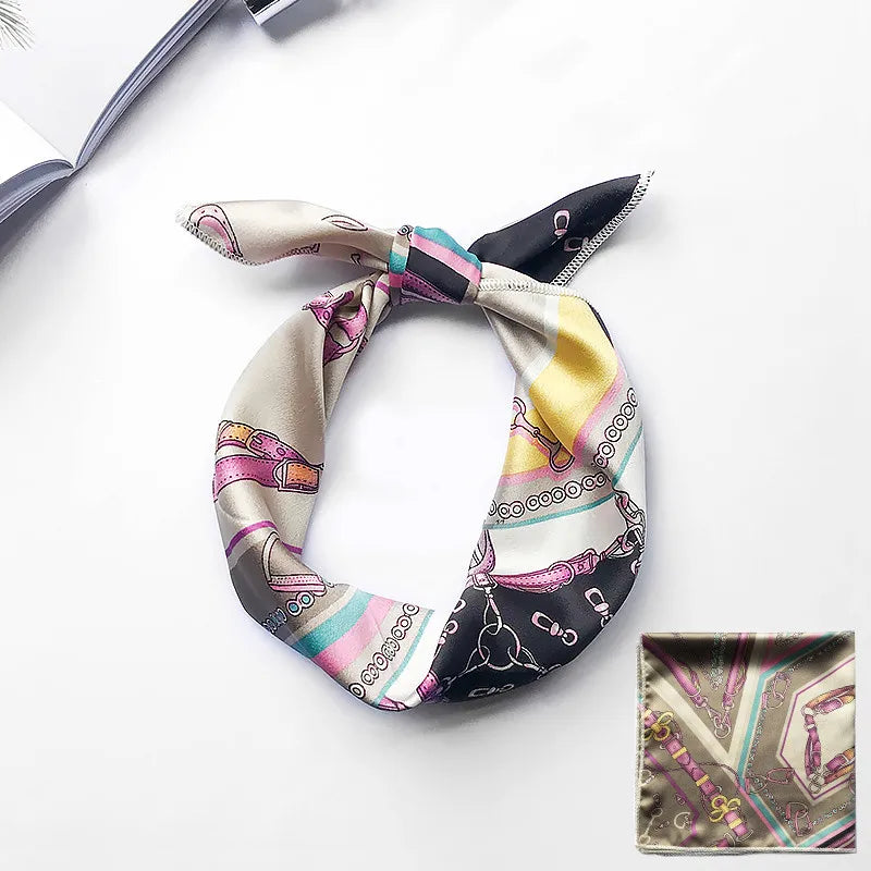 Animal Print Satin Square Scarf