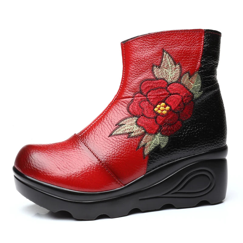 Embroidered Ankle Boots