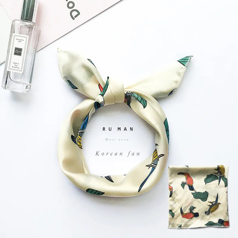 Animal Print Satin Square Scarf