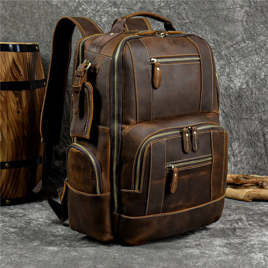 Men’s Retro Leather Travel Backpack