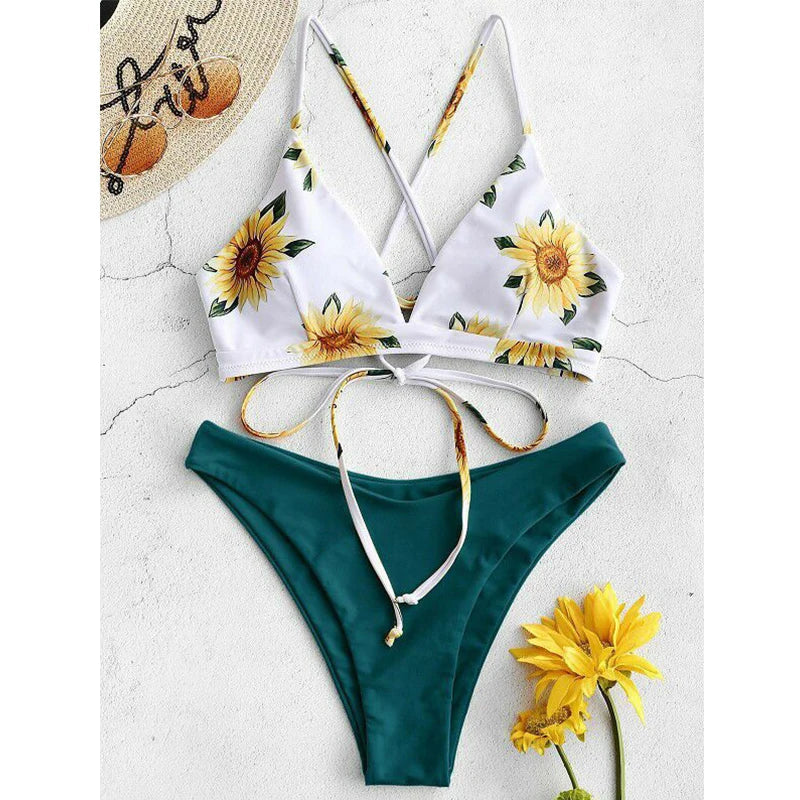 Sunflower Printed Bikini Set