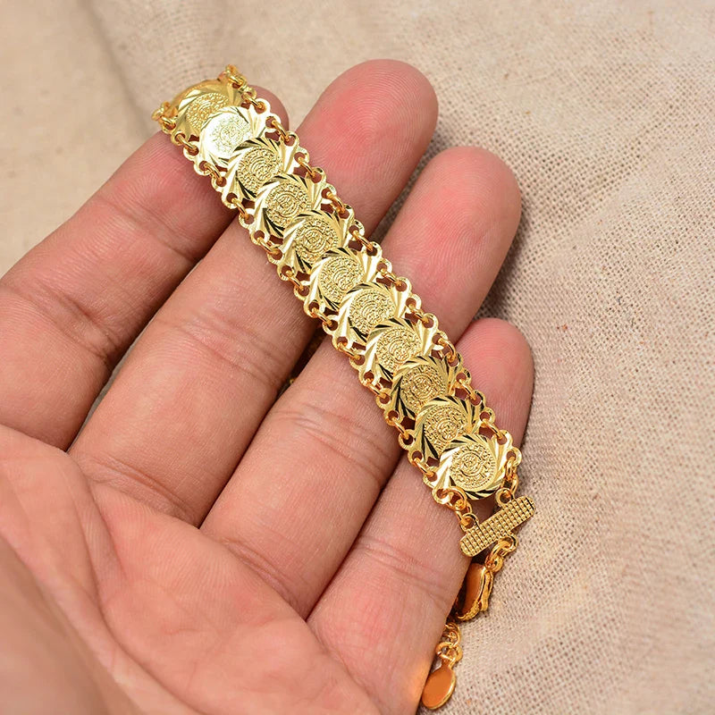 Gold Coin Cuff Bracelet