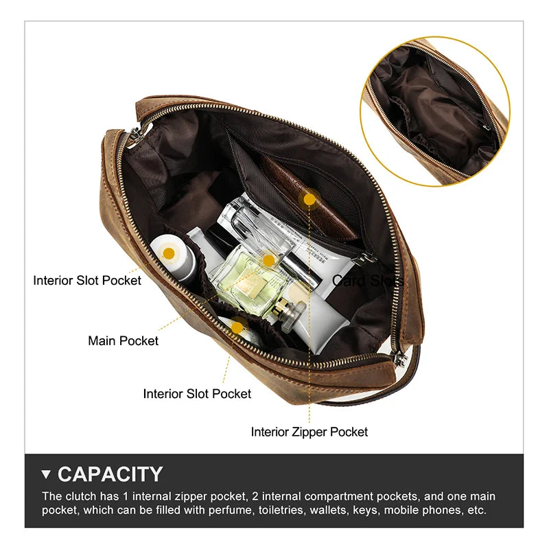 Men’s Leather Travel Toiletry Bag