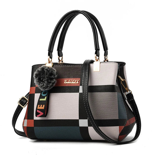 Plaid PU Leather Crossbody Handbag