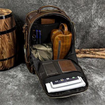 Men’s Retro Leather Travel Backpack