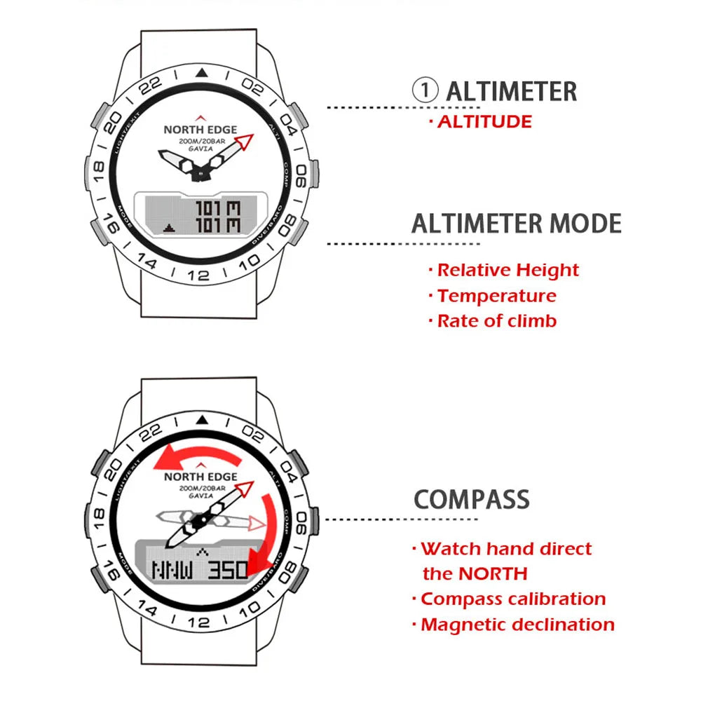 North Edge Compass Altimeter Watch