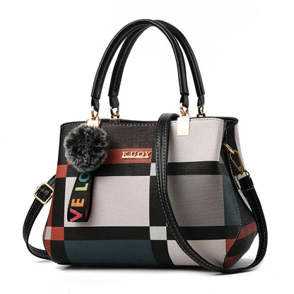 Plaid PU Leather Crossbody Handbag