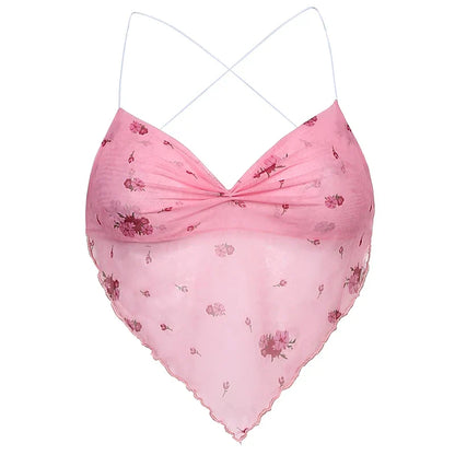 Aesthetic Pink Halter Top