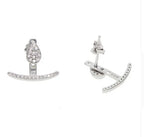 Geometric Zircon Silver Stud Earrings