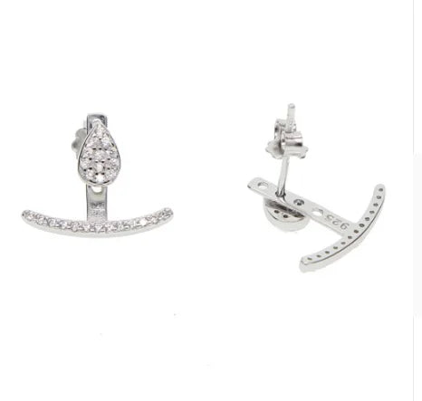 Geometric Zircon Silver Stud Earrings