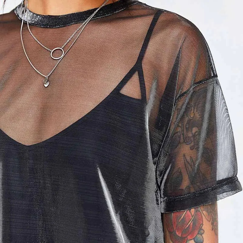 Sheer Mesh Short Sleeve Tee