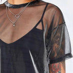 Sheer Mesh Short Sleeve Tee