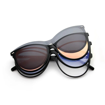 Retro Cat Eye Clip-On Polarized Sunglasses