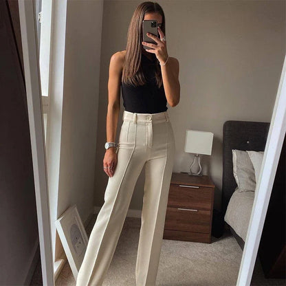 Ardm High Waisted Casual White Trousers Women Brown Stright Pants Office Lady Korean Style Women 2021 Pantalones De Mujer