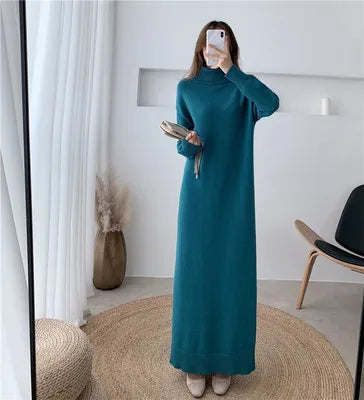 Extra Long Knit Sweater Dress